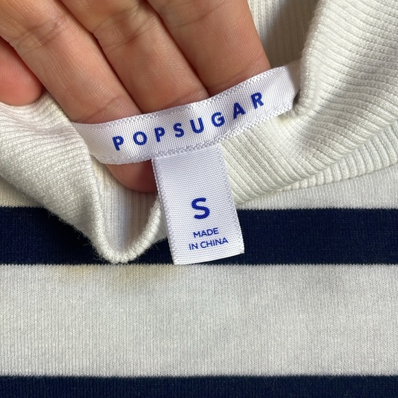 Classic POPSUGAR stripe faux turtle neck sweater - Picture 3 of 4